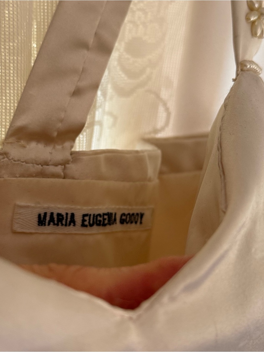 One of a Kind Hand-Beaded Venezuelan Wedding Dress by Mariela Eugenia Godoy 1997 - Picture 5 of 17